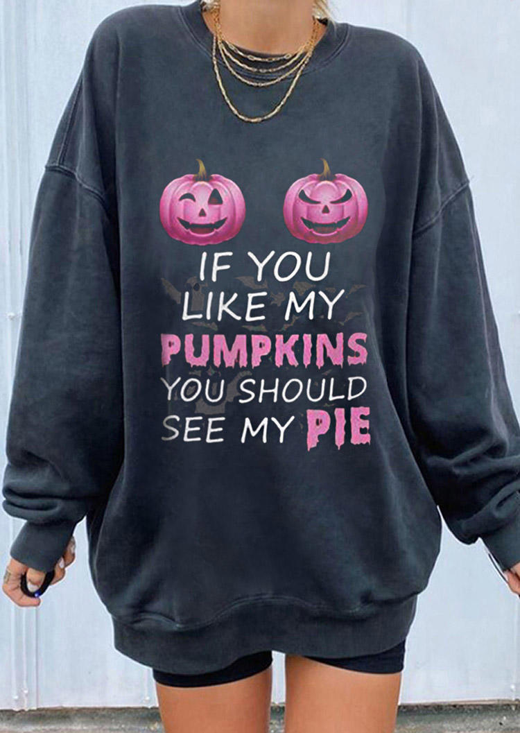 

Sweatshirts Halloween If You Like My Pumpkin You Should My Pie in Navy Blue. Size: ,M,L,XL