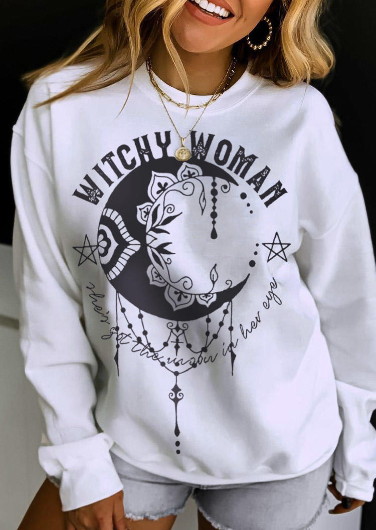 

Sweatshirts Halloween Witchy Woman Mandala Pullover Sweatshirt in White. Size