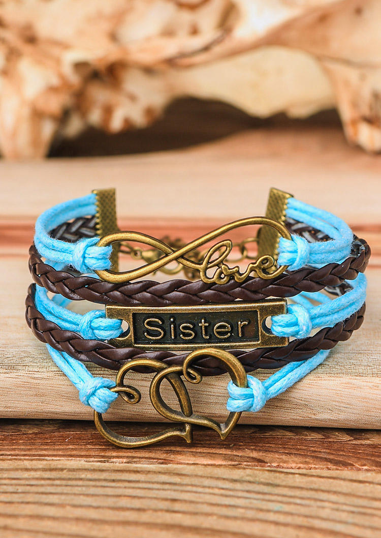 

Bracelet Multi-Layered Sister Lover Heart Infinite Bracelet in Blue. Size