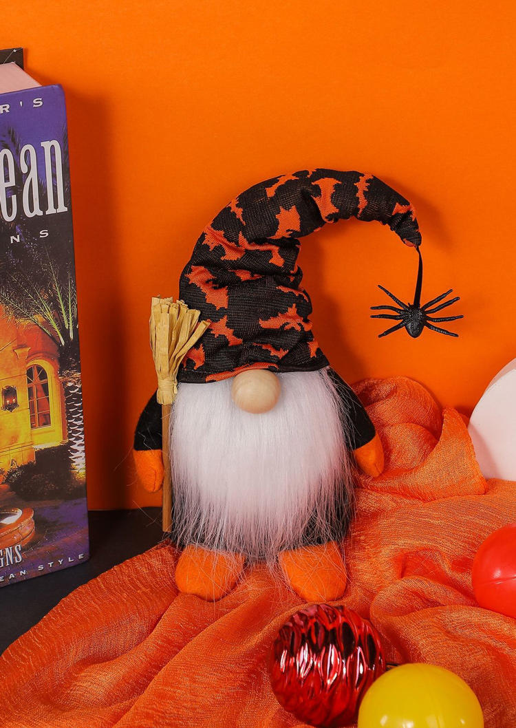 

Halloween Spider Plush Decor Gnomes Doll in Orange. Size
