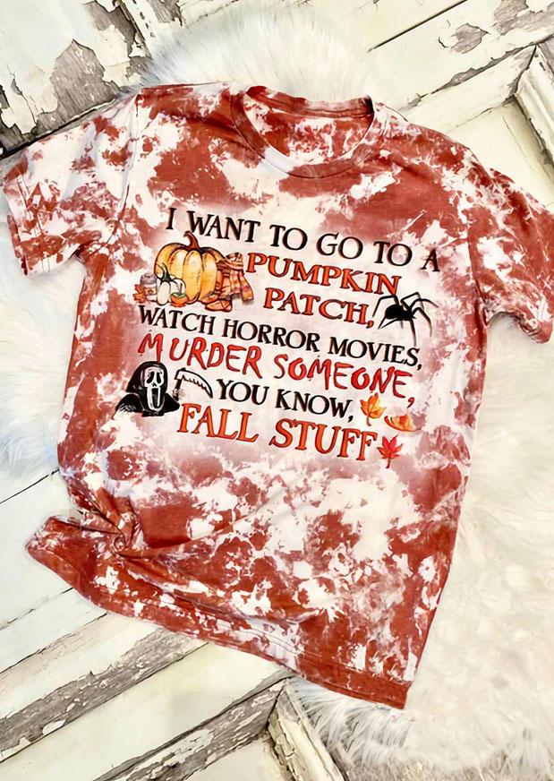 

T-shirts Tees Pumpkin Patch Horror Movies Fall Stuff Bleached T-Shirt Tee in Orange. Size: M,,XL