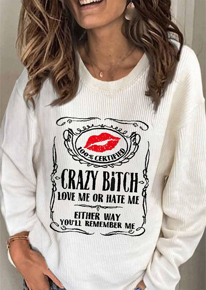 

Blouses Crazy B!tch Love Me Or Hate Me Lips Blouse in White. Size: ,M,L,XL