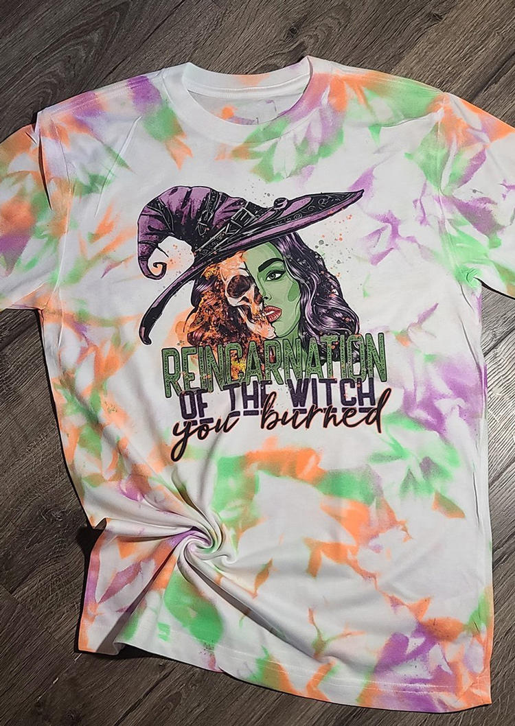 

T-shirts Tees Halloween Reincarnation Of The Witch You Burned Skull T-Shirt Tee in Multicolor. Size: ,M,L,XL