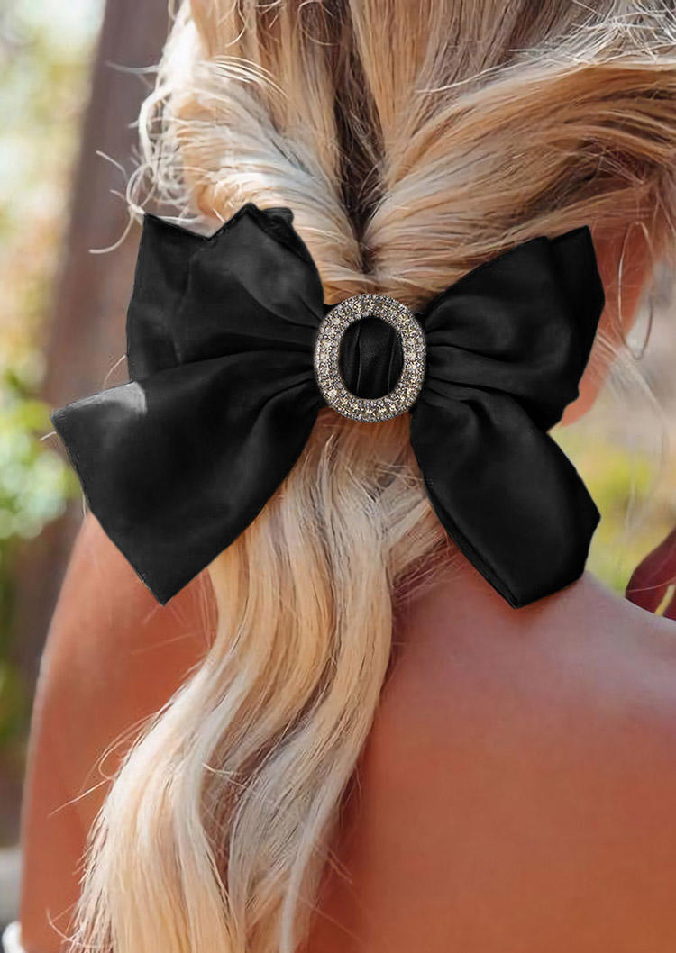 

Double-Layered Rhinestone Bowknot Hair Claw Clip in Black,Apricot. Size