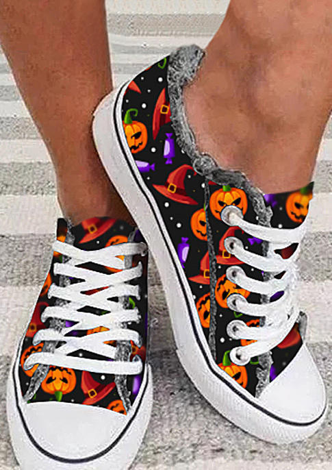 

Sneakers Halloween Pumpkin Face Lace Up Sneakers in Multicolor. Size: ,38,39,40,41