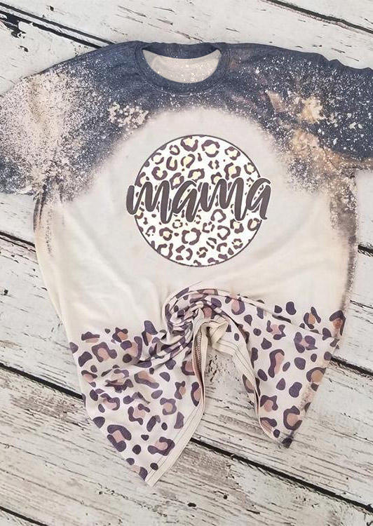 

T-shirts Tees Leopard Mama Bleached O-Neck T-Shirt Tee in Multicolor. Size