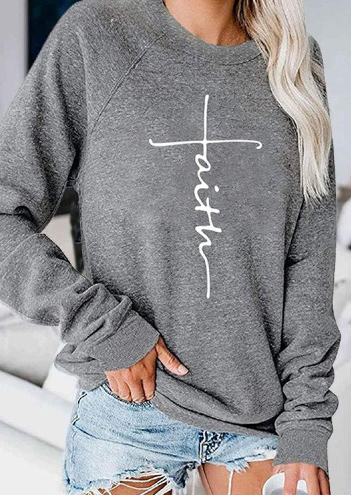 

Sweatshirts Faith Cross Long Sleeve Sweatshirt in Gray. Size