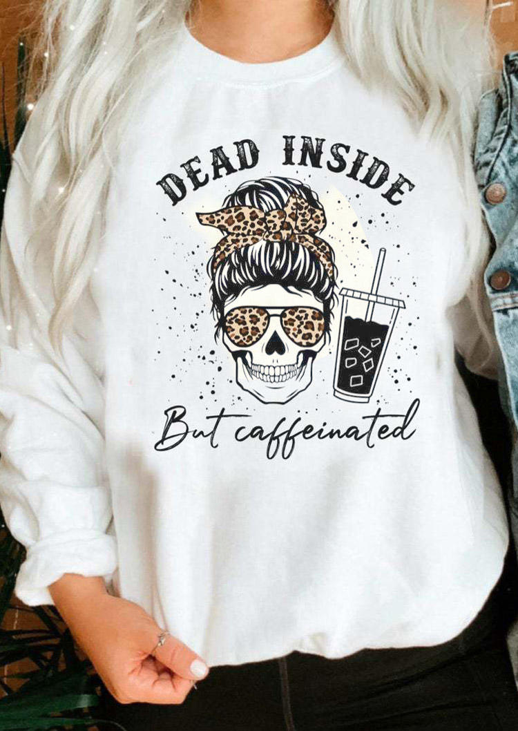 

Sweatshirts Leopard Skull Dead Inside Sweatshirt in White. Size