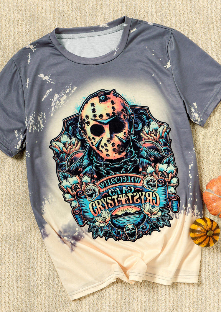 

T-shirts Tees Halloween Welcome To Camp Crystal Lake Bleached T-Shirt Tee in Multicolor. Size: ,M,L,XL