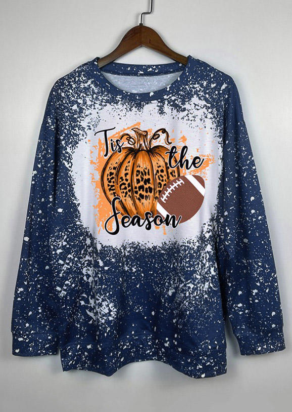 

T-shirts Tees Leopard Tie Dye Pumpkin Football T-Shirt Tee in Deep Blue. Size: ,M