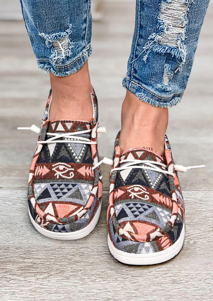 

Sneakers Aztec Geometric Lace Up Sneakers in Multicolor. Size