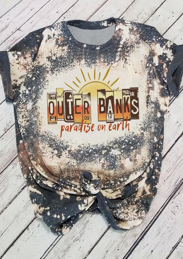 T-shirts Tees Outer Banks Paradise On Earth Bleached T-Shirt Tee in Multicolor. Size: L,XL