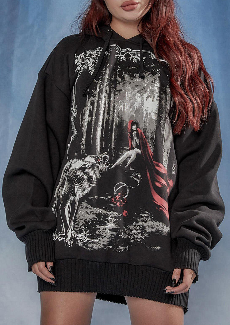 

Hoodies Forest Werewolf Little Red Hoodie in Black. Size: ,M,L,XL