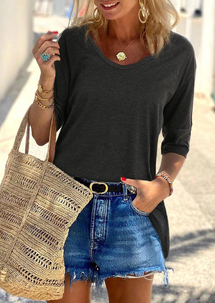 

Blouses Casual Three Quarter Sleeve Blouse in Dark Grey. Size