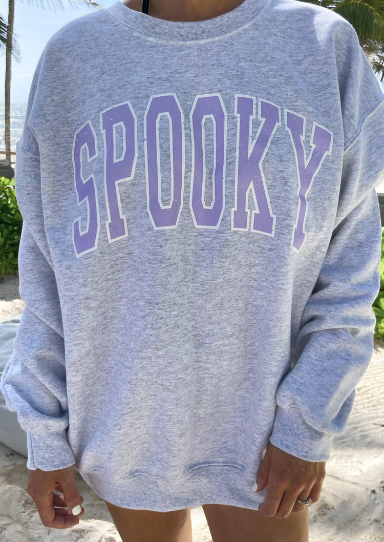 

Sweatshirts Spooky Drop Shoulder O-Neck Pullover Sweatshirt in Gray. Size: ,M,L,XL