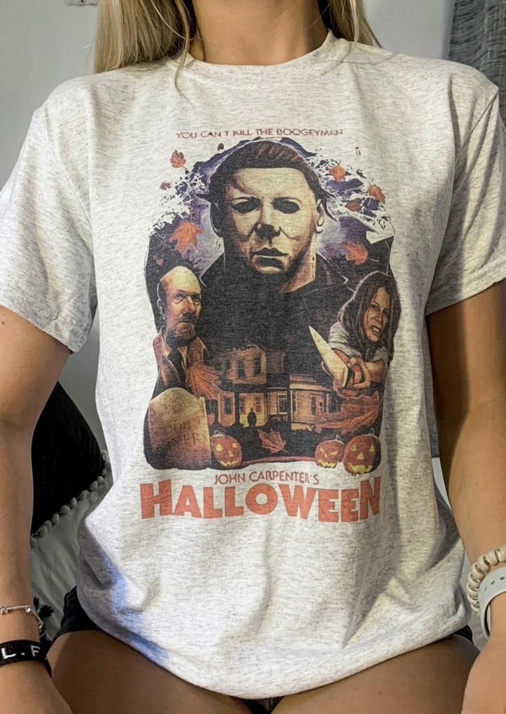 

T-shirts Tees Horror Movie Character T-Shirt Tee in Light Grey. Size: M