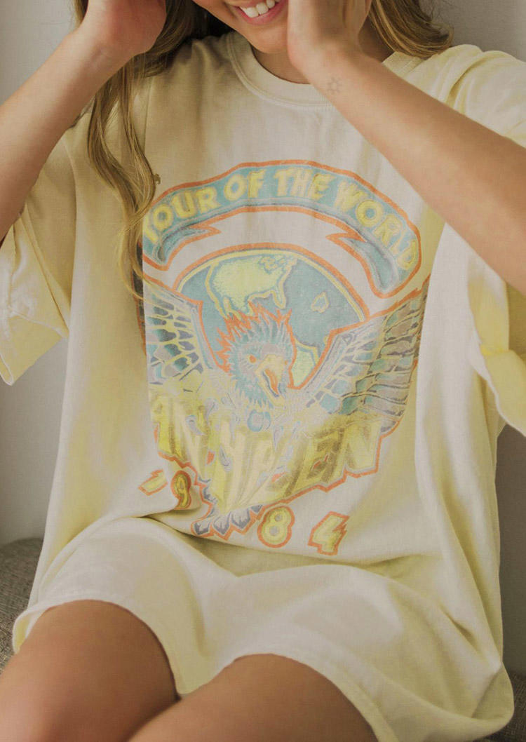 

T-shirts Tees Tour Of The World Thunderbird T-Shirt Tee in Apricot. Size: ,M,L,XL