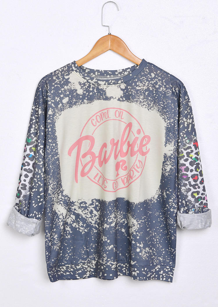 

Sweatshirts Tie Dye Leopard Long Sleeve Sweatshirt in Gray. Size