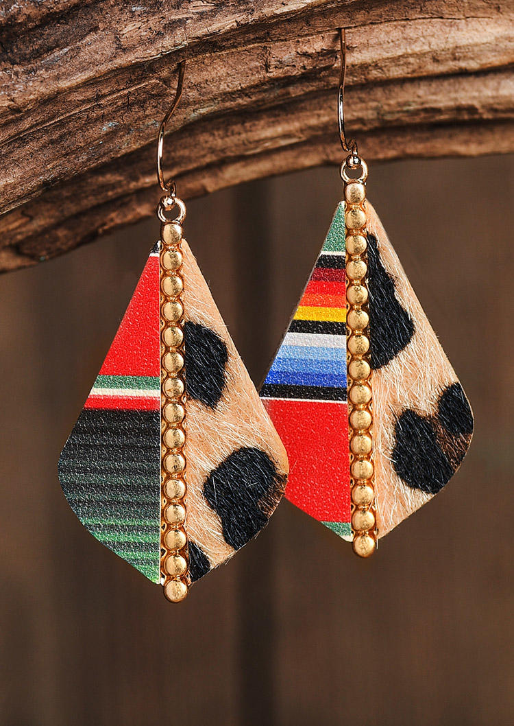 

Earrings Leopard Splicing Alloy Water Drop Earrings in Pattern1. Size