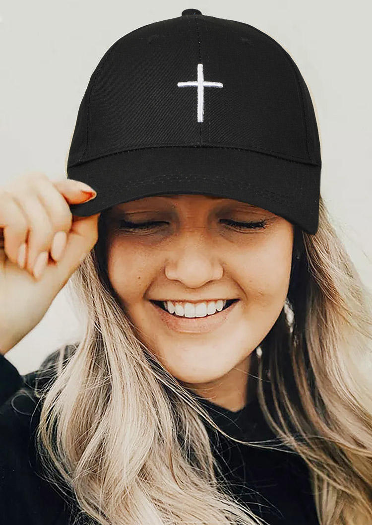 

Hats Cross Embroidery Baseball Cap in Black. Size