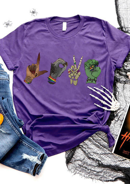 

T-shirts Tees Halloween Funny Monster Love T-Shirt Tee in Purple. Size