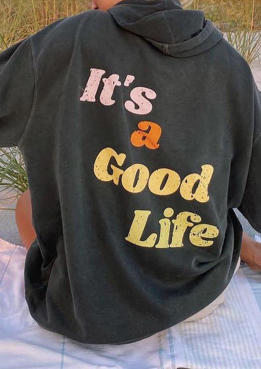 

Hoodies It' A Good Life Kangaroo Pocket Pullover Hoodie in Dark Grey. Size