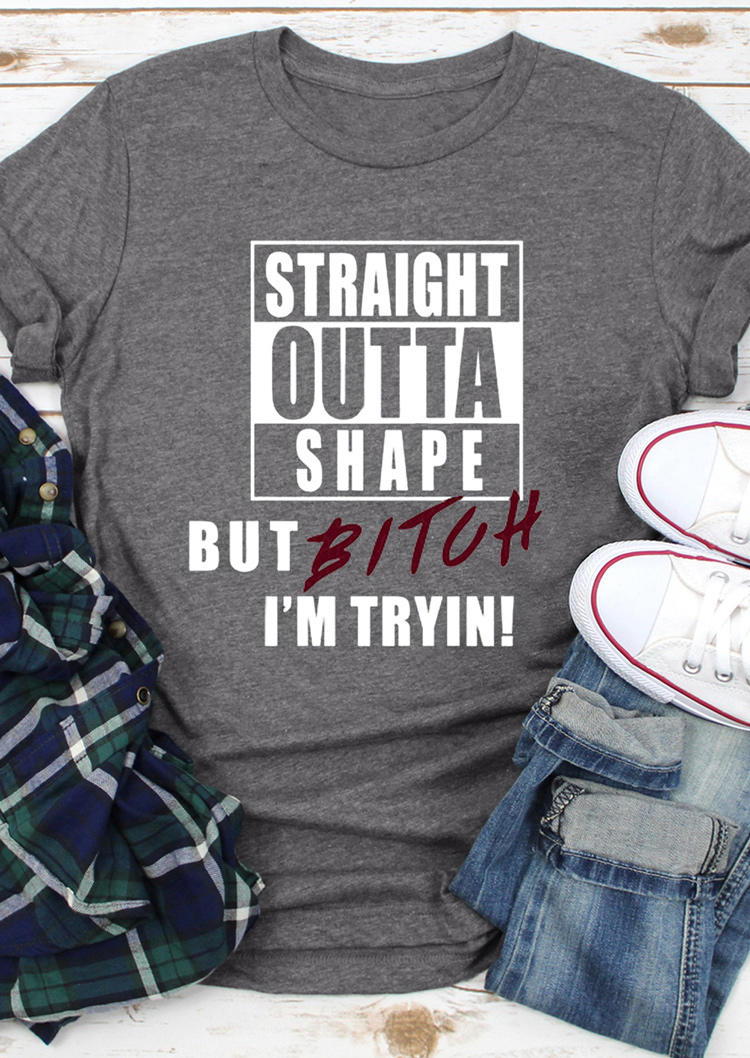 

T-shirts Tees Straight Outta Shape T-Shirt Tee in Gray. Size