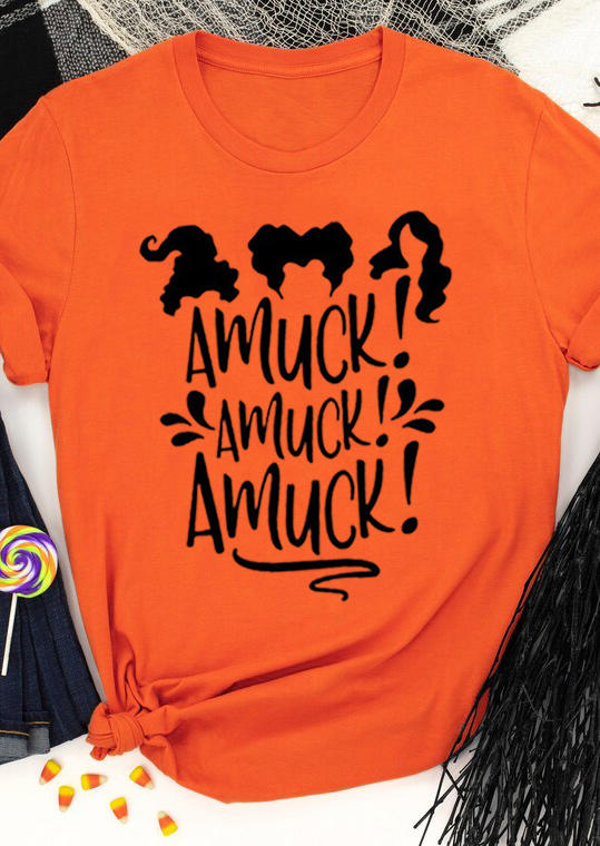 

T-shirts Tees Halloween Witch Amuck T-Shirt Tee in Orange. Size