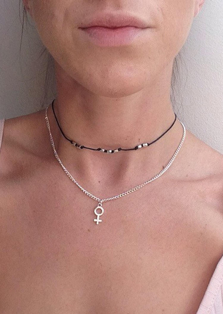 

Necklaces Creative Female Symbol Necklace in Gold,Silver. Size