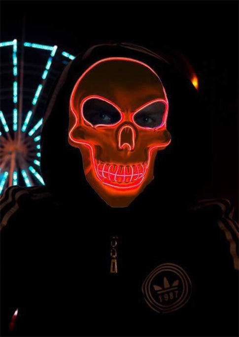 

Halloween Skull LED Light Up Cosplay Mask in Red. Size