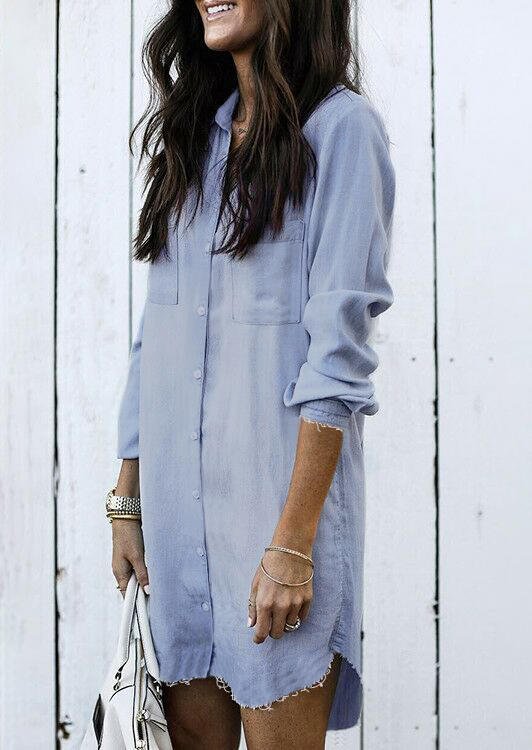 

Mini Dresses Asymmetric Button Fake Denim Mini Dress in Light Blue. Size: ,L