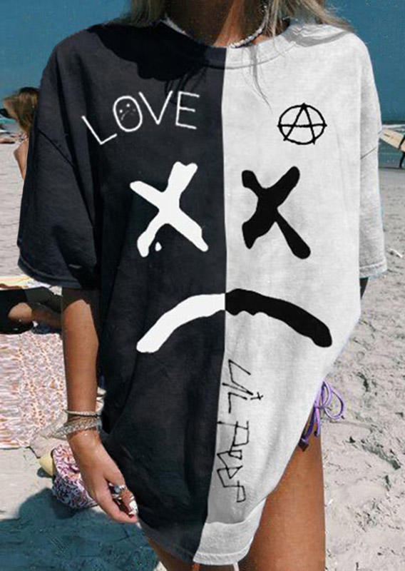 

T-shirts Tees Love Letter Graphic O-Neck T-Shirt Tee in Black. Size