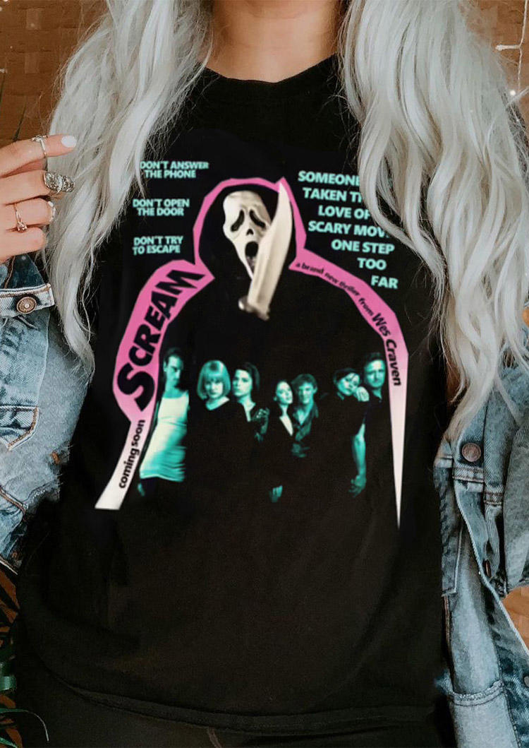 

T-shirts Tees Halloween Horror Movie Character O-Neck T-Shirt Tee in Black. Size: ,XL