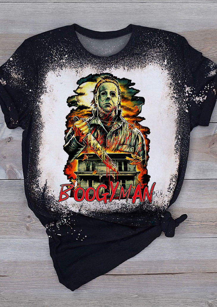 

T-shirts Tees Halloween Horror Movie Character Bleached T-Shirt Tee in Black. Size: ,M,L,XL