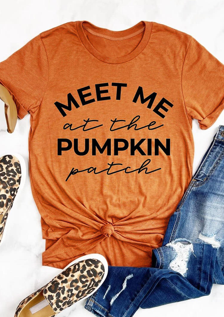 T-shirts Tees Meet Me At The Pumpkin Patch T-Shirt Tee in Orange. Size: S,M,L,XL
