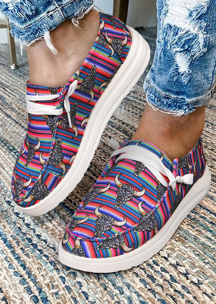 

Sneakers Leopard Steer Skull Striped Lace Up Sneakers in Purple. Size: ,38,39,40,41