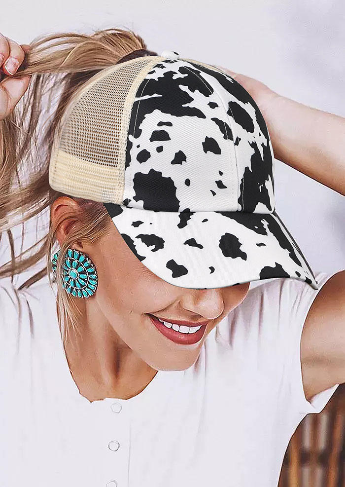 Hats Cow Mesh Hollow Out Ponytail Baseball Cap in Multicolor. Size: One Size