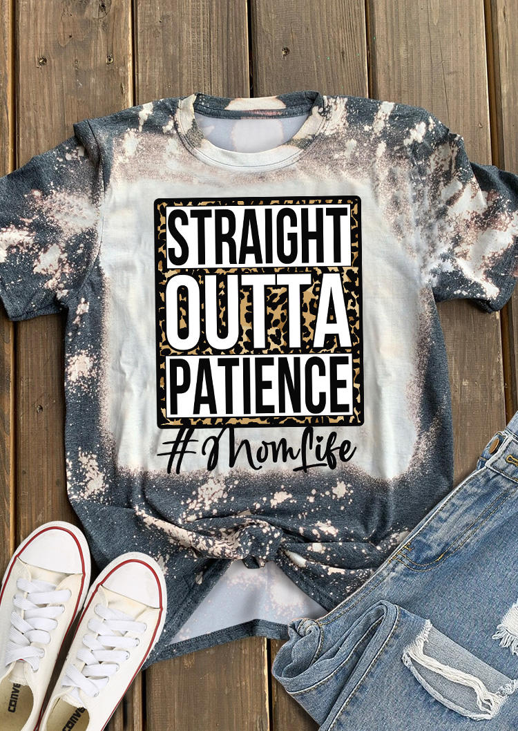 

T-shirts Tees Straight Outta Patience Mom Life Leopard Bleached T-Shirt Tee in Multicolor. Size