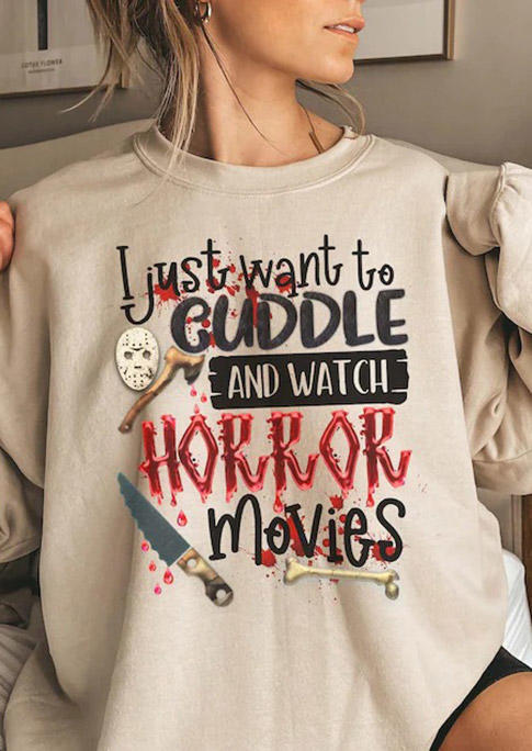 

Sweatshirts Cuddle And Watch Horror Movies Sweatshirt in Apricot. Size: ,L,XL