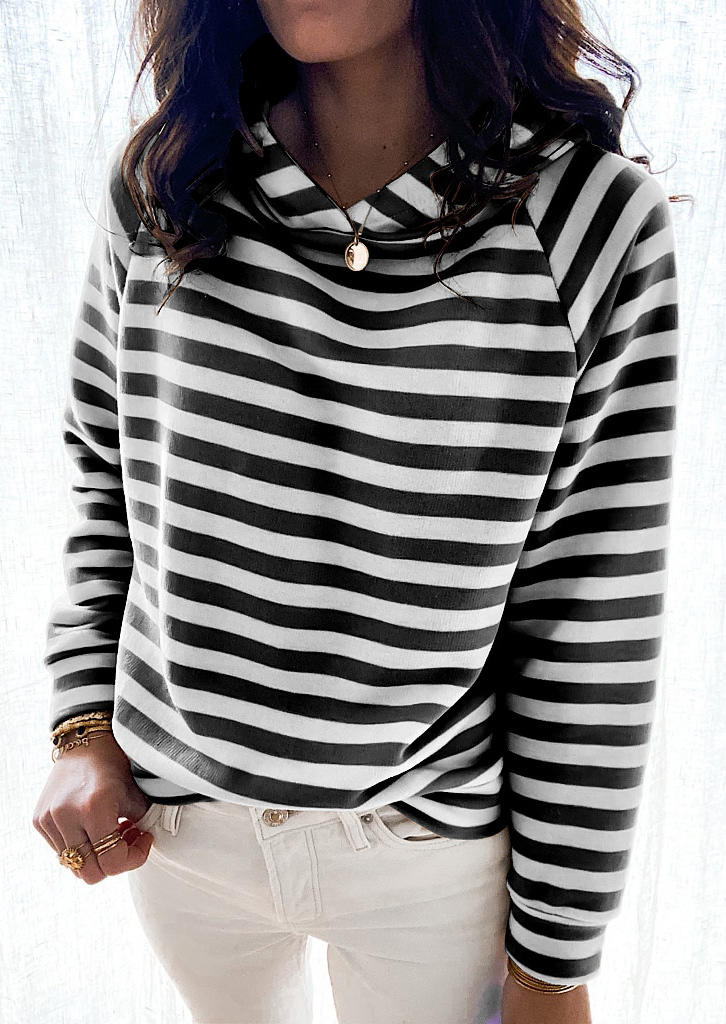 

Hoodies Striped Long Sleeve loose Hoodie in Stripe. Size: ,M,L,XL