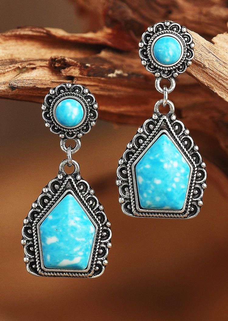 

Earrings Bohemian Turquoise Alloy Stud Earring in Cyan. Size