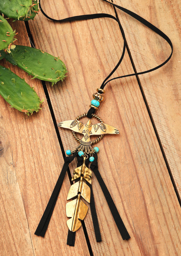 

Necklaces Eagle Turquoise Feather Necklace in Gold. Size
