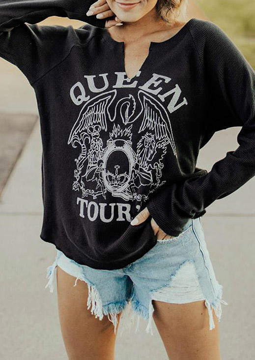 

Blouses Queen Thunderbird Long Sleeve Blouse in Black. Size: ,M,L,XL