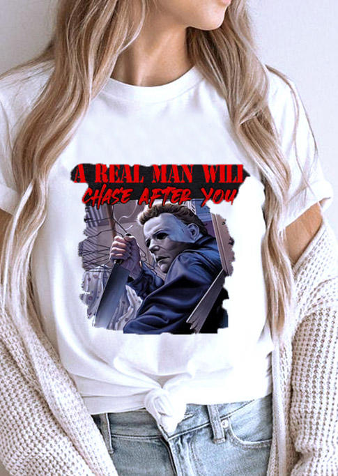 

T-shirts Tees Halloween Horror Movie Character T-Shirt Tee in White. Size: ,M,L,XL