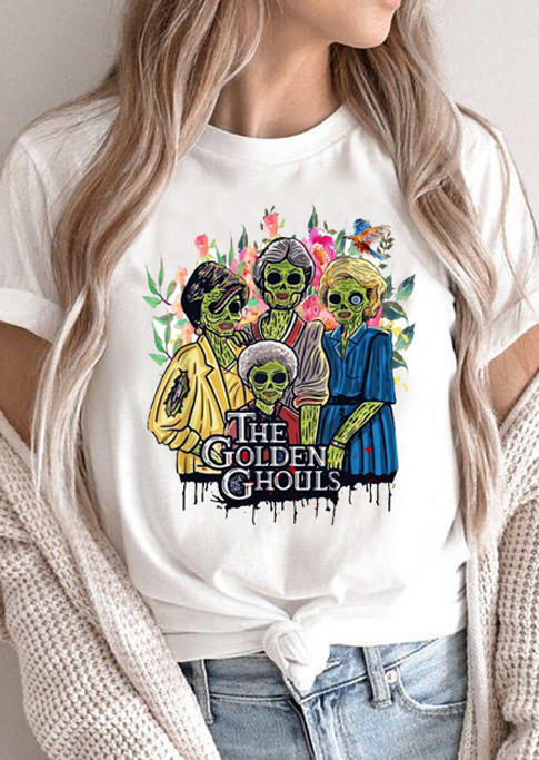 

T-shirts Tees Halloween The Golden Ghouls T-Shirt Tee in White. Size