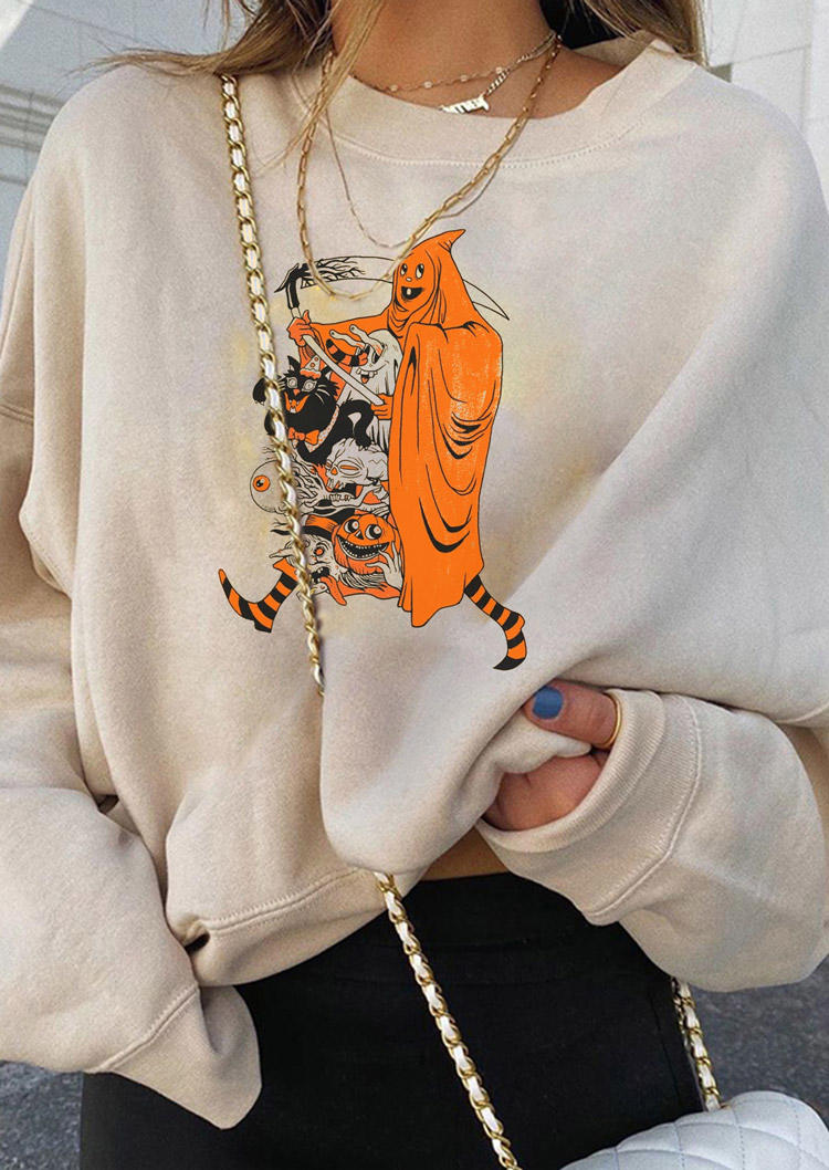 

Sweatshirts Halloween Ghost Pullover Sweatshirt - Khak in Khaki. Size: ,M,L,XL