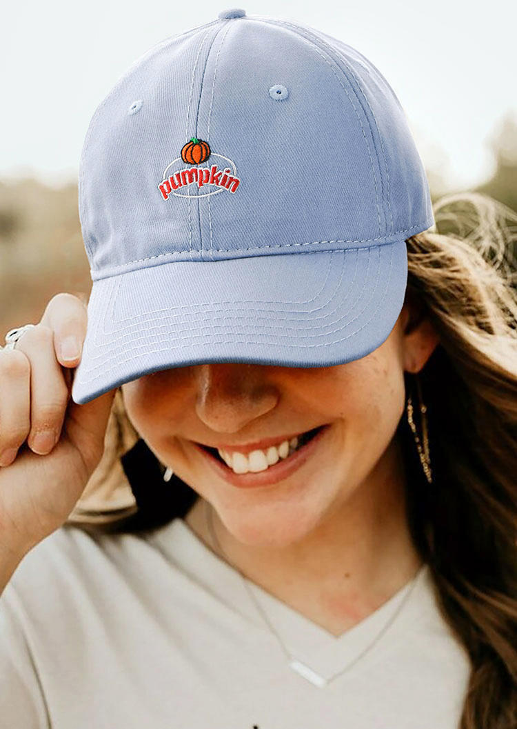 

Hats Embroidery Pumpkin Hollow Out Baseball Cap in Black,Light Blue. Size
