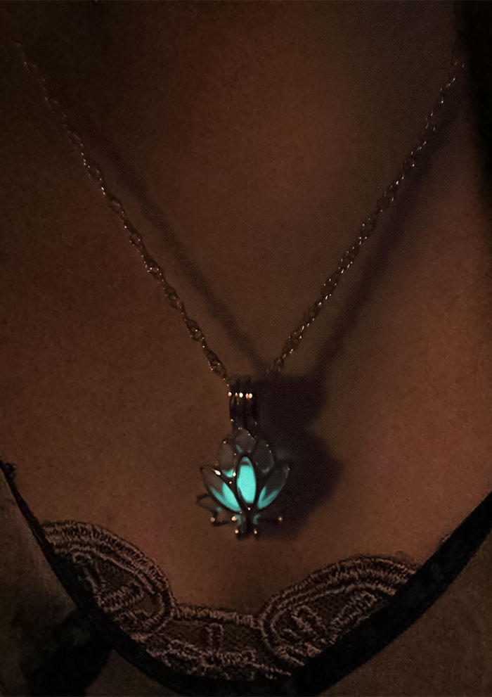 

Necklaces Luminous Hollow Out Lotus Pendant Necklace in Pattern2. Size