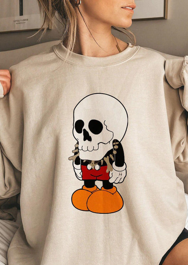

Sweatshirts Halloween Skull Pullover Sweatshirt in Apricot. Size: ,M,L,XL