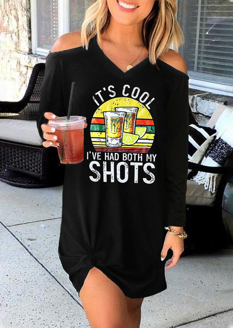 It's Cool I've Had Both My Shots Cold Shoulder Mini Dress - Black